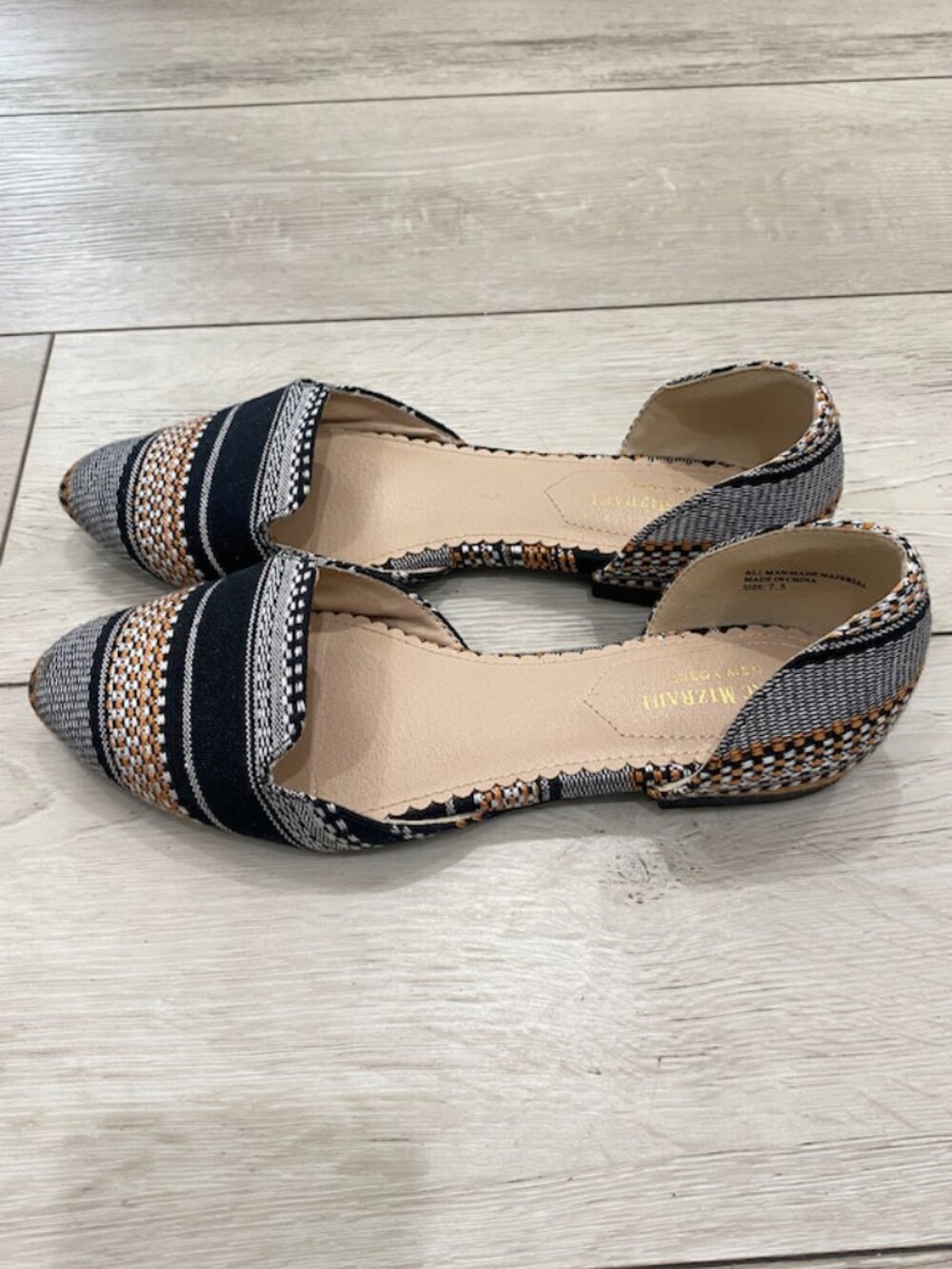Isaac Mizrahi New York D'Orsay Flats Woven Pattern Pointed Toe Black Multi 7.5 - Picture 4 of 7
